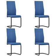 Cantilever dining chairs 4 pcs blue faux leather - Dining Chair