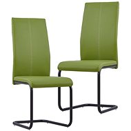 Cantilever dining chairs 2 pcs green faux leather - Dining Chair