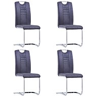 Cantilever dining chairs 4 pcs gray artificial brushed leather - Dining Chair