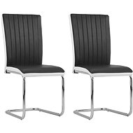 Cantilever dining chairs 2 pcs black faux leather - Dining Chair
