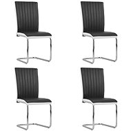 Cantilever dining chairs 4 pcs black faux leather - Dining Chair