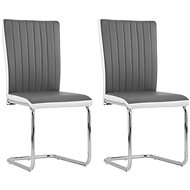 Cantilever dining chairs 2 pcs gray faux leather - Dining Chair
