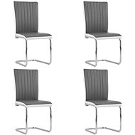 Cantilever dining chairs 4 pcs gray faux leather - Dining Chair