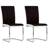Cantilever dining chairs 2 pcs brown faux leather - Dining Chair