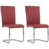 Cantilever dining chairs 2 pcs burgundy faux leather - Dining Chair