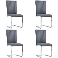Cantilever dining chairs 4 pcs gray artificial brushed leather - Dining Chair