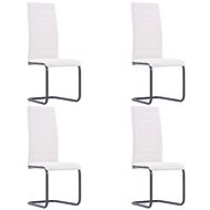 Cantilever dining chairs 4 pcs cream textile - Dining Chair