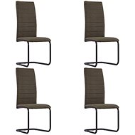 Cantilever dining chairs 4 pcs brown textile - Dining Chair