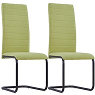 Cantilever dining chairs 2 pcs green textile - Dining Chair