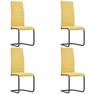 Cantilever dining chairs 4 pcs yellow textile - Dining Chair