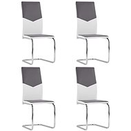 Cantilever dining chairs 4 pcs gray faux leather - Dining Chair