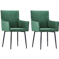 Dining chair with armrests 2 pcs green velvet - Dining Chair