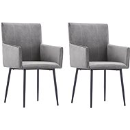 Dining chair with armrests 2 pcs gray velvet - Dining Chair