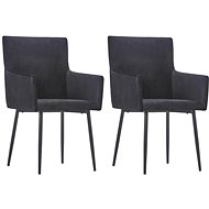 Dining chair with armrests 2 pcs black velvet - Dining Chair
