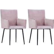 Dining chair with armrests 2 pcs pink velvet - Dining Chair