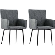 Dining chair with armrests 2 pcs dark gray textile - Dining Chair