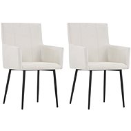 Dining chair with armrests 2 pieces of cream textile - Dining Chair