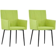 Dining chair with armrests 2 pcs green textile - Dining Chair