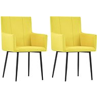 Dining chair with armrests 2 pcs yellow textile - Dining Chair
