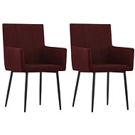 Dining chair with armrests 2 pieces burgundy textile - Dining Chair