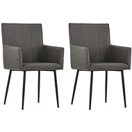 Dining chair with armrests 2 pcs taupe textile - Dining Chair