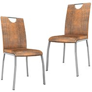 Dining chair 2 pcs suede brown faux leather - Dining Chair