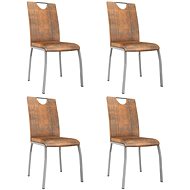 Dining chair 4 pcs suede brown faux leather - Dining Chair