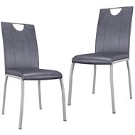 Dining chair 2 pcs suede gray faux leather - Dining Chair