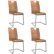 Dining chair 4 pcs suede brown faux leather - Dining Chair