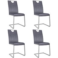 Dining chair 4 pcs suede gray faux leather - Dining Chair