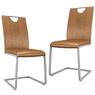 Dining chair 2 pcs brown faux leather - Dining Chair