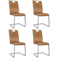 Dining chair 4 pcs brown faux leather - Dining Chair