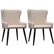 Dining chairs 2 pcs cream textile - Dining Chair