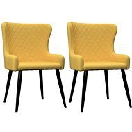 Dining chairs 2 pcs yellow textile - Dining Chair