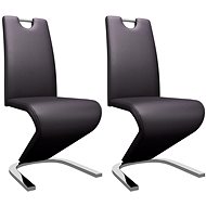 Dining chair with zigzag design 2 pcs brown faux leather - Dining Chair