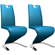Dining chair with zigzag design 2 pcs blue faux leather - Dining Chair