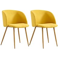 Dining chairs 2 pcs yellow textile - Dining Chair
