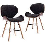 Dining chairs 2 pcs dark gray textile and bent wood - Dining Chair