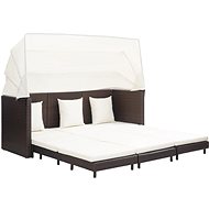 Folding 3-seater Sofa with Roof  Polyrattan Brown 46076 - Garden Sofa
