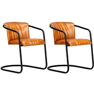 Dining chair 2 pcs bronze genuine leather - Dining Chair
