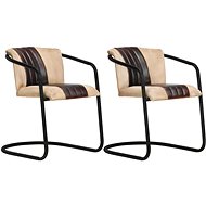 Dining chair 2 pcs brown genuine leather - Dining Chair