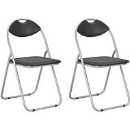 Folding dining chair 2 pcs black faux leather - Dining Chair