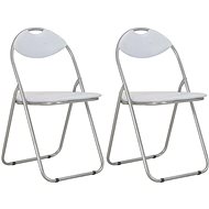 Folding dining chair 2 pcs white faux leather - Dining Chair