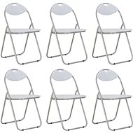 Folding dining chair 6 pcs white faux leather - Dining Chair