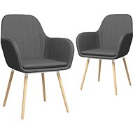Dining chair with armrests 2 pcs dark gray textile - Dining Chair