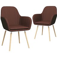 Dining chair with armrests 2 pcs brown textile - Dining Chair