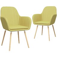 Dining chair with armrests 2 pcs green textile - Dining Chair