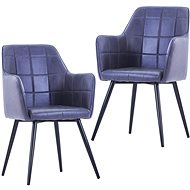 Dining chair 2 pcs gray faux brushed leather - Dining Chair