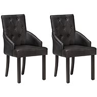 Dining chair 2 pcs black genuine goat leather - Dining Chair