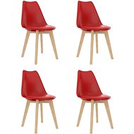 Dining chair 4 pcs red plastic - Dining Chair